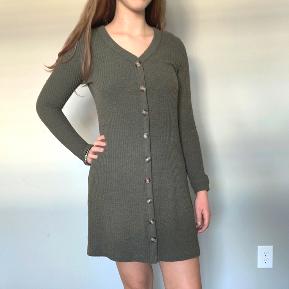 Green knit sweater dress